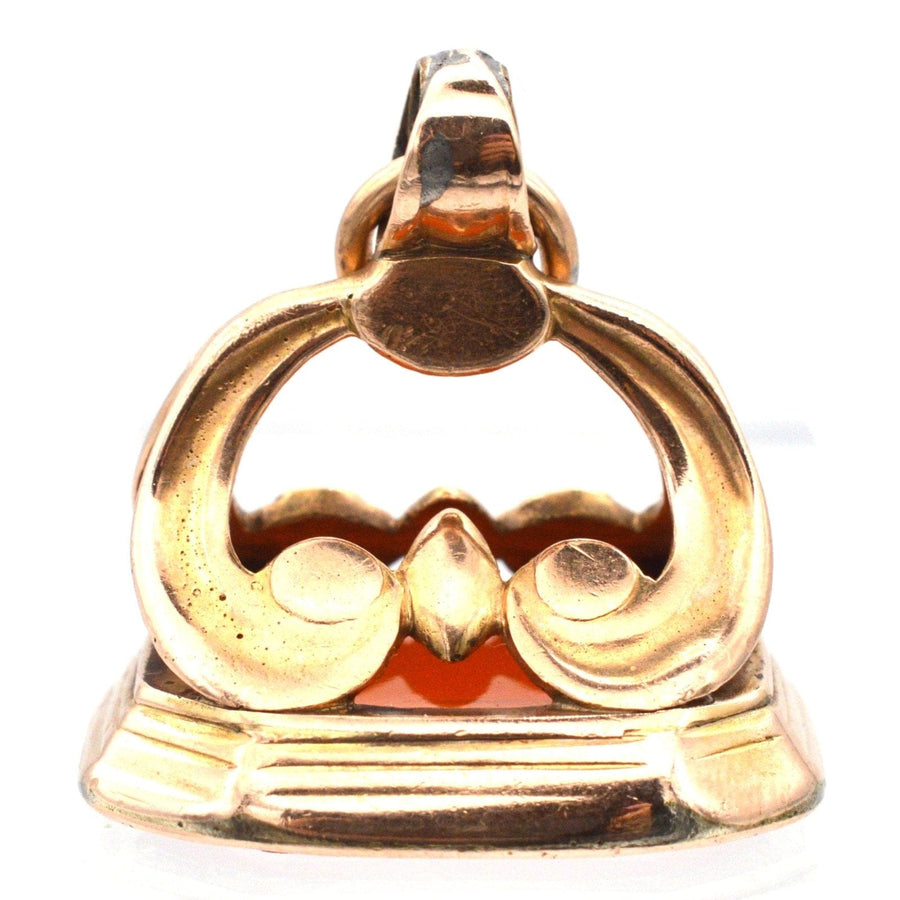 Georgian 9ct gold seal featuring the Stafford family crest, dating back to the 1750s, with intricate design details.