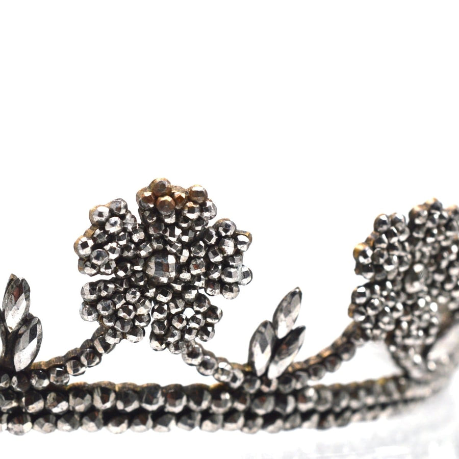 Georgian Cut Steel Tiara with Swags and Roses