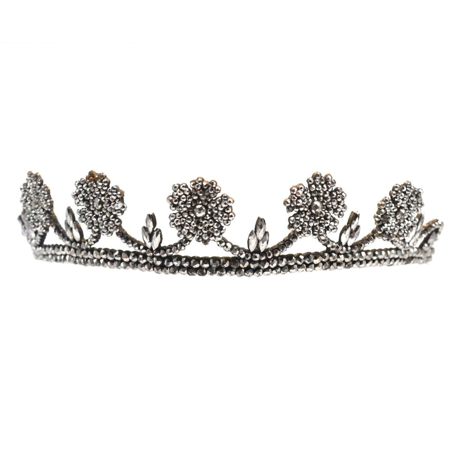 Georgian Cut Steel Tiara with Swags and Roses
