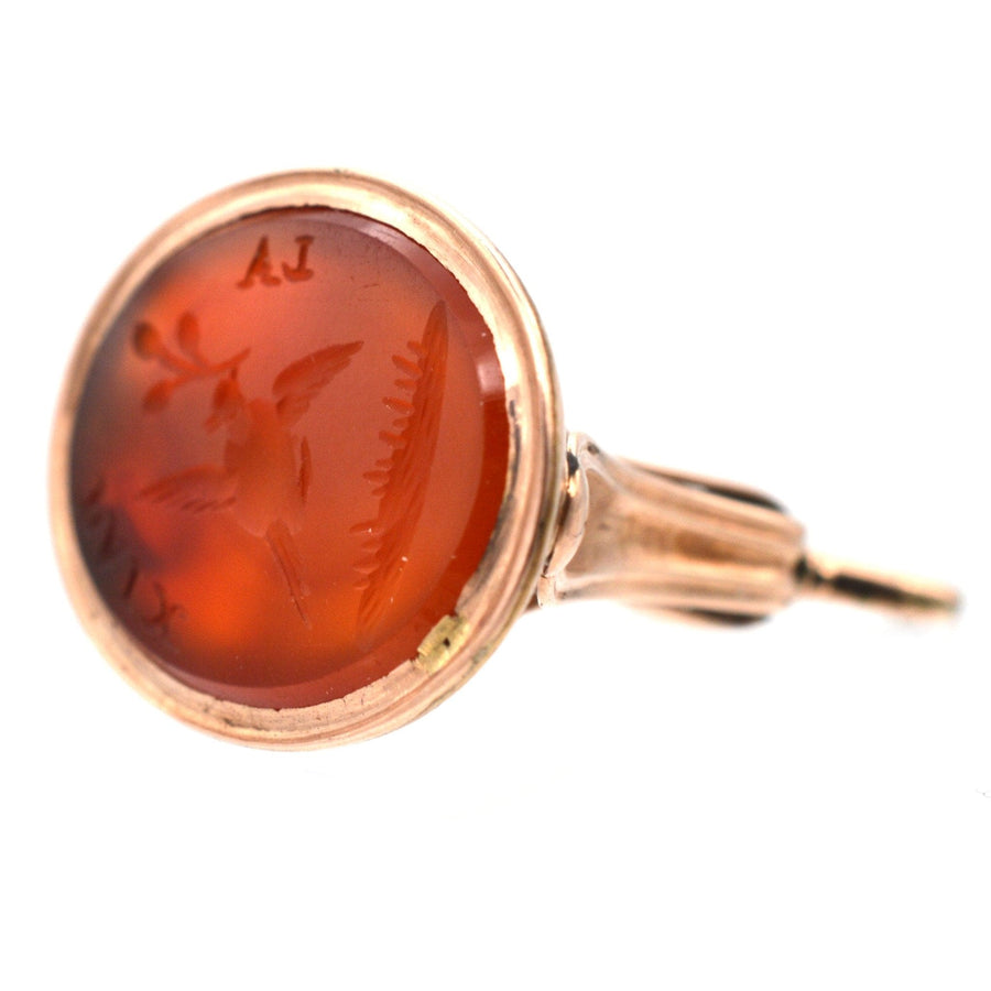 Georgian Gold & Carnelian Intaglio Seal with Dove & Olive Branch