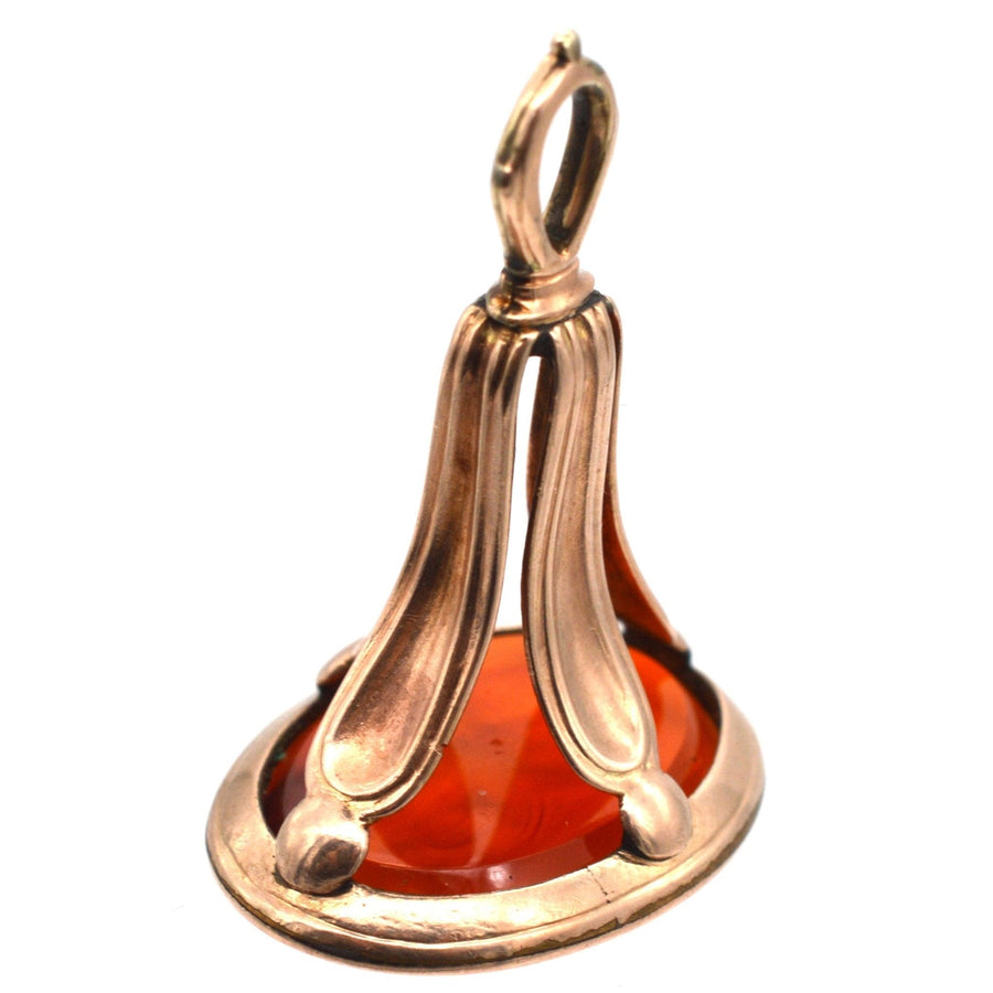 Georgian Gold & Carnelian Intaglio Seal with Dove & Olive Branch