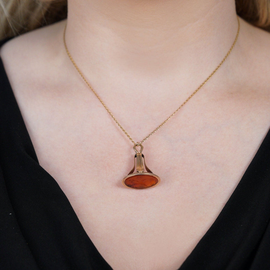 Georgian Gold & Carnelian Intaglio Seal with Dove & Olive Branch