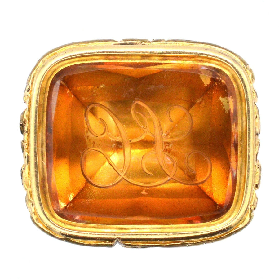 Georgian Gold Cased Seal with a Citrine Intaglio of the monogram 'SC'