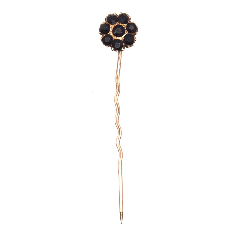 Georgian Regency 9ct Gold Black Vauxhall Glass Tie Pin