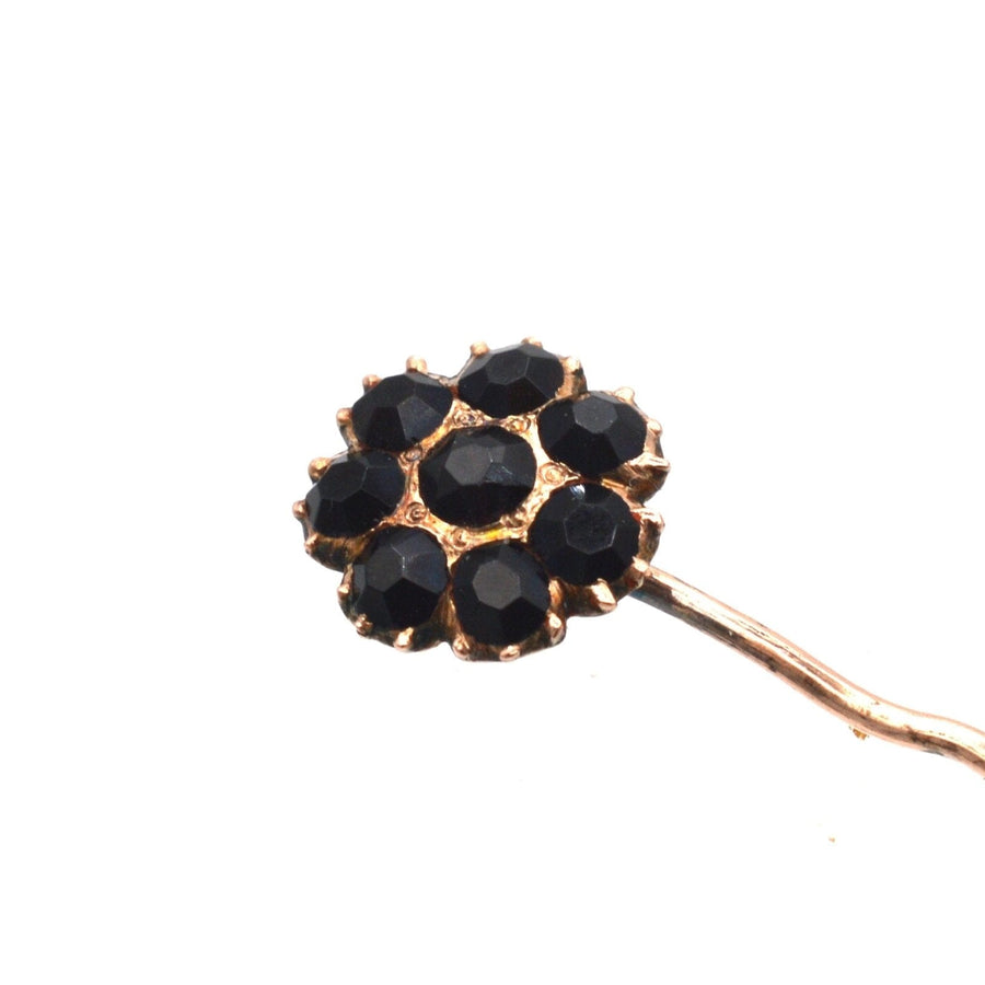 Georgian Regency 9ct Gold Black Vauxhall Glass Tie Pin