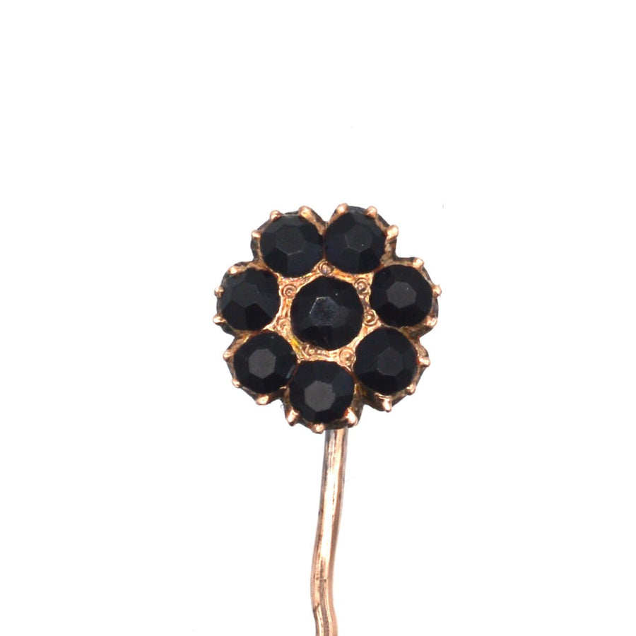 Georgian Regency 9ct Gold Black Vauxhall Glass Tie Pin