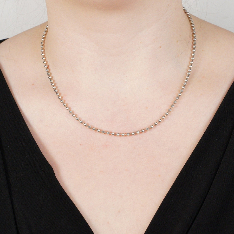 Vintage German sterling silver ball chain necklace by Binder FBM, made in Mönsheim, timeless design from the 1970s-1990s.