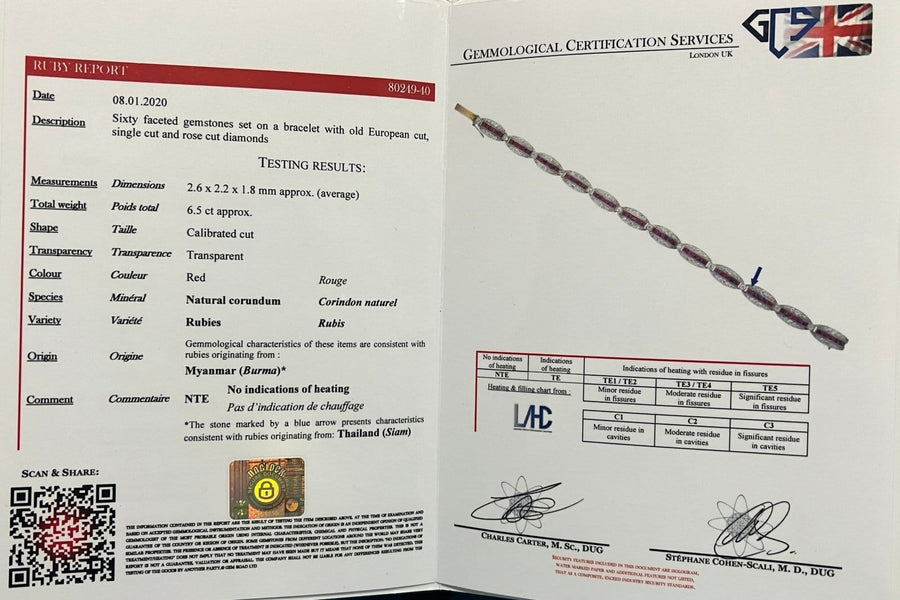 Imperial Russian 1910s 18ct Gold and Platinum, Burma Ruby and Old European Cut Diamond Bracelet