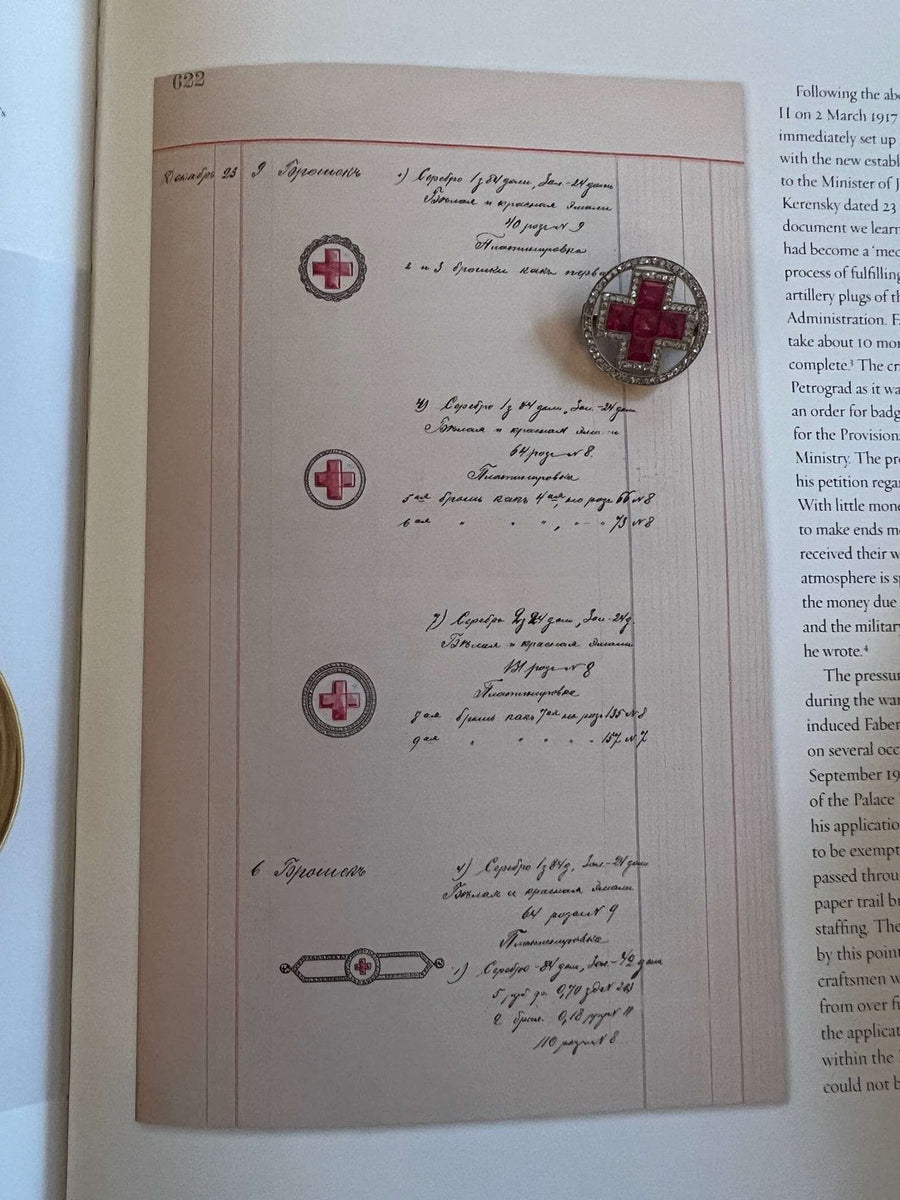 Imperial Russian 1910s 18ct Gold and Platinum, Synthetic Ruby and Rose Cut Diamond Red Russian Cross Brooch