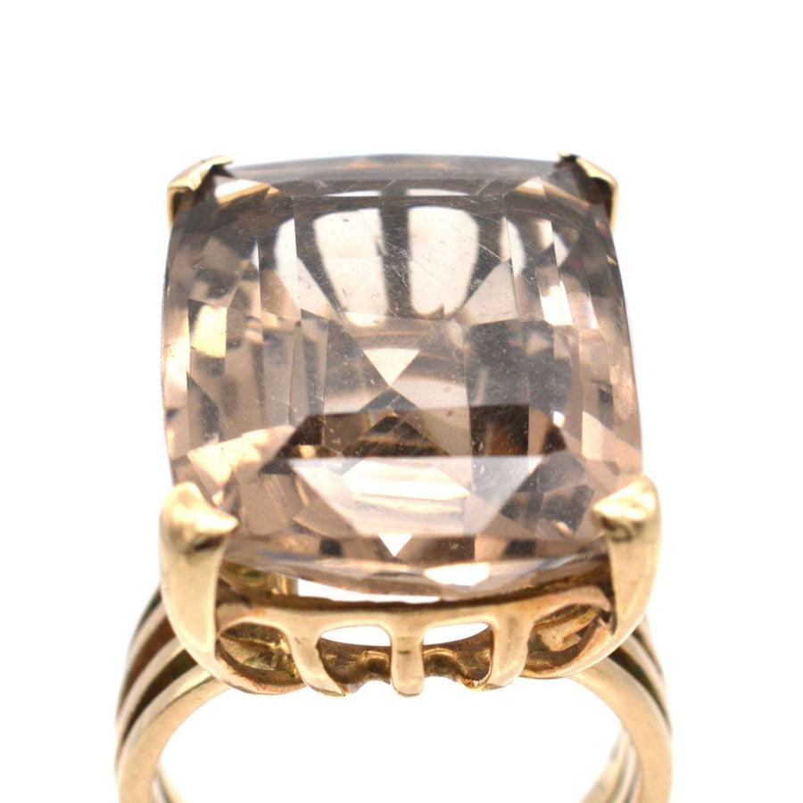 Large Mid Century 9ct gold Smoky Quartz Cocktail Ring