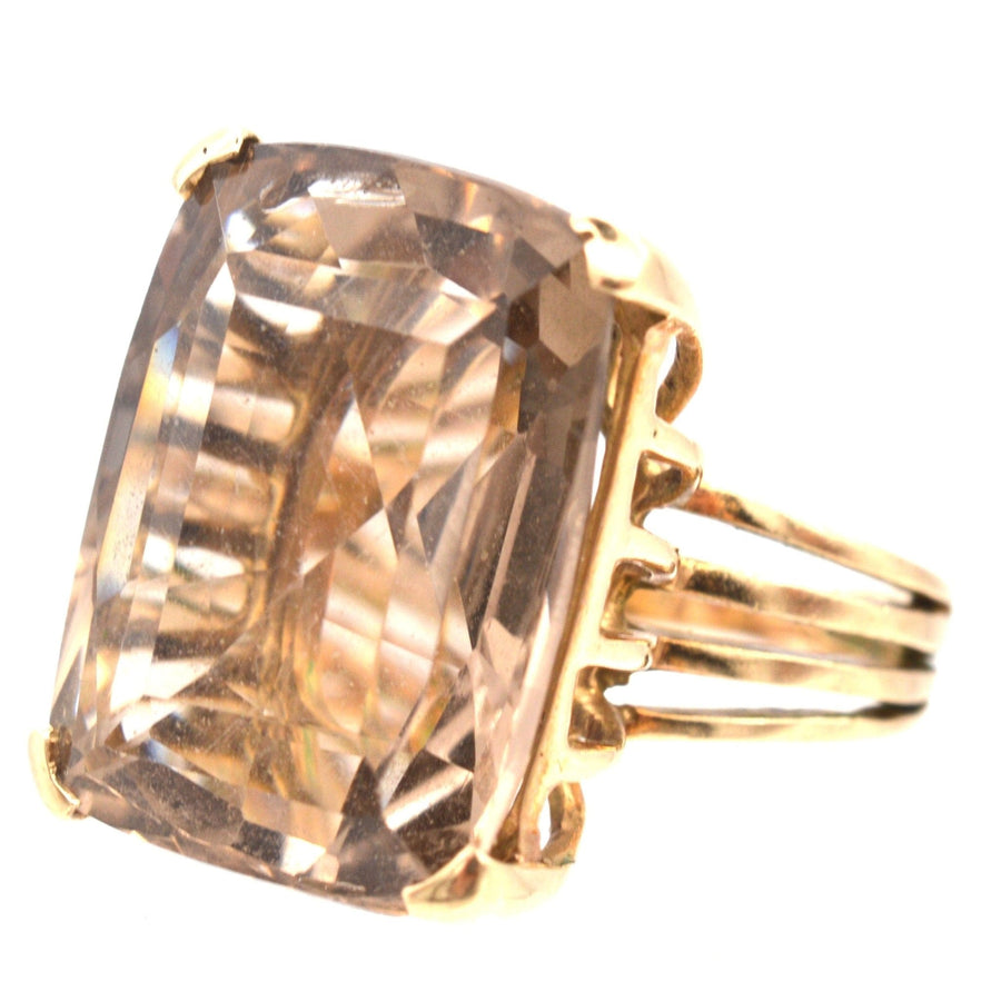 Large Mid Century 9ct gold Smoky Quartz Cocktail Ring