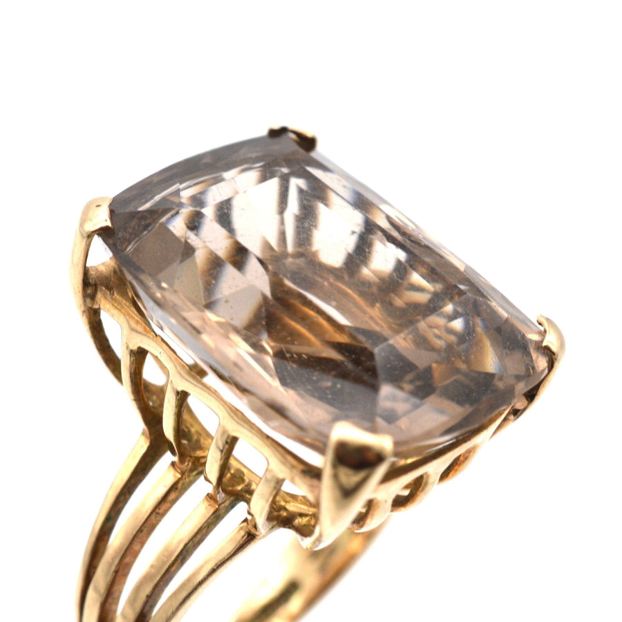 Large Mid Century 9ct gold Smoky Quartz Cocktail Ring