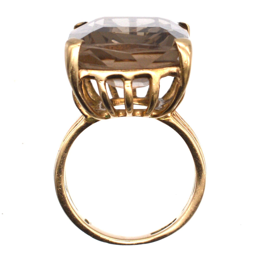 Large Mid Century 9ct gold Smoky Quartz Cocktail Ring