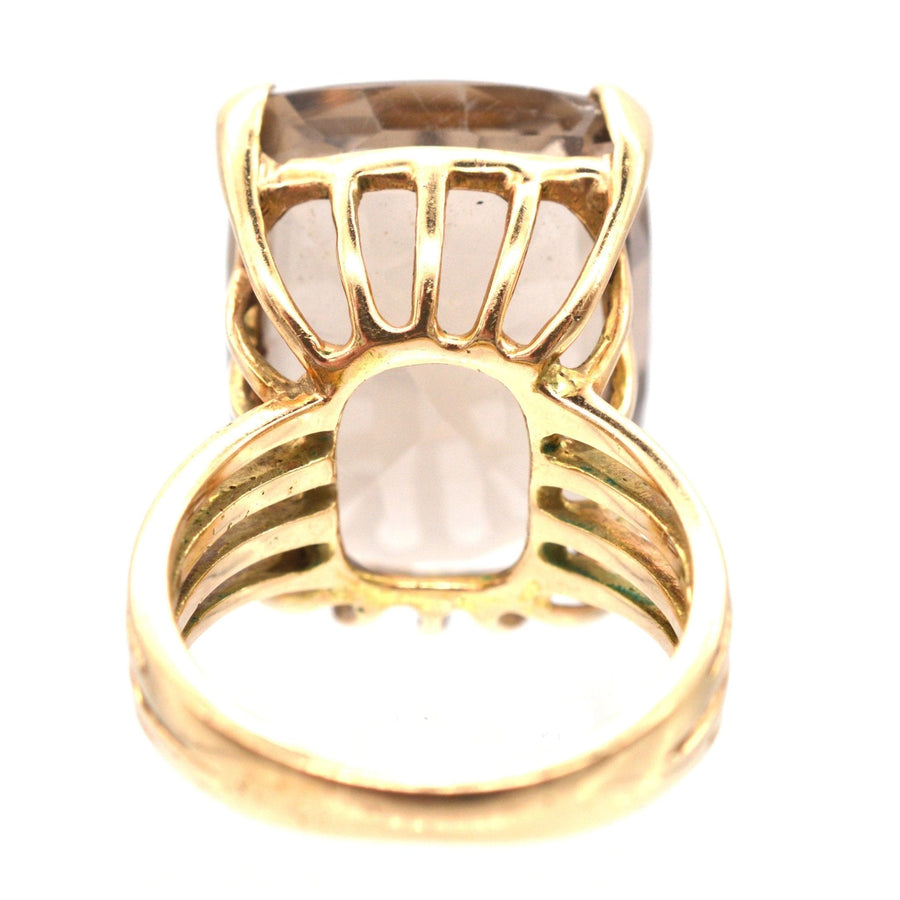 Large Mid Century 9ct gold Smoky Quartz Cocktail Ring