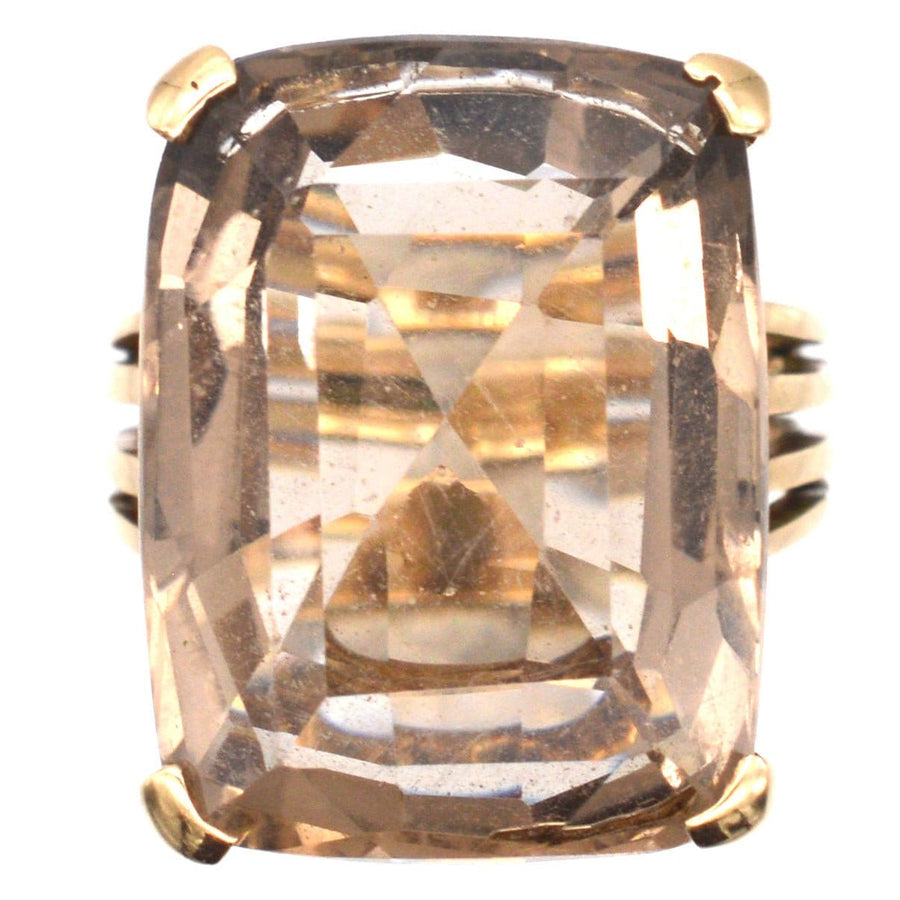 Large Mid Century 9ct gold Smoky Quartz Cocktail Ring