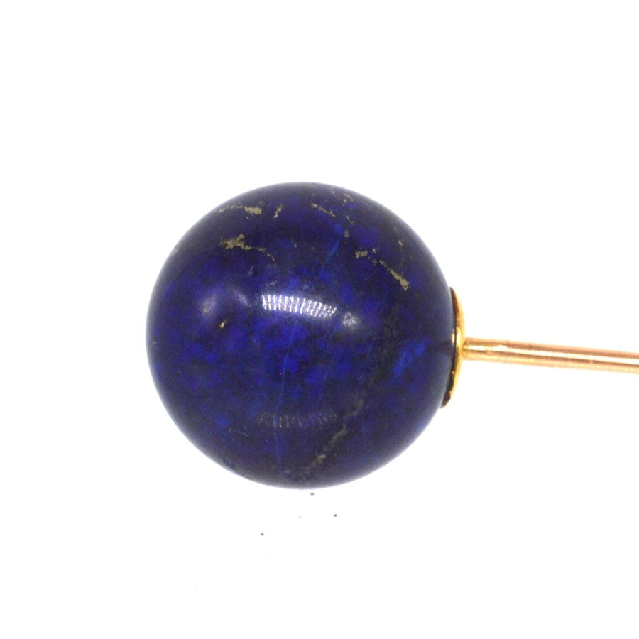 Large Victorian 18ct Gold Lapis Lazuli Sphere Tie Pin