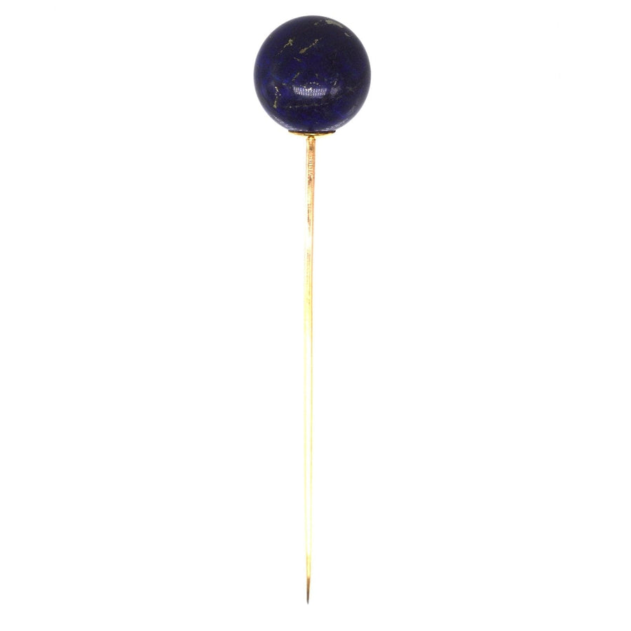 Large Victorian 18ct Gold Lapis Lazuli Sphere Tie Pin