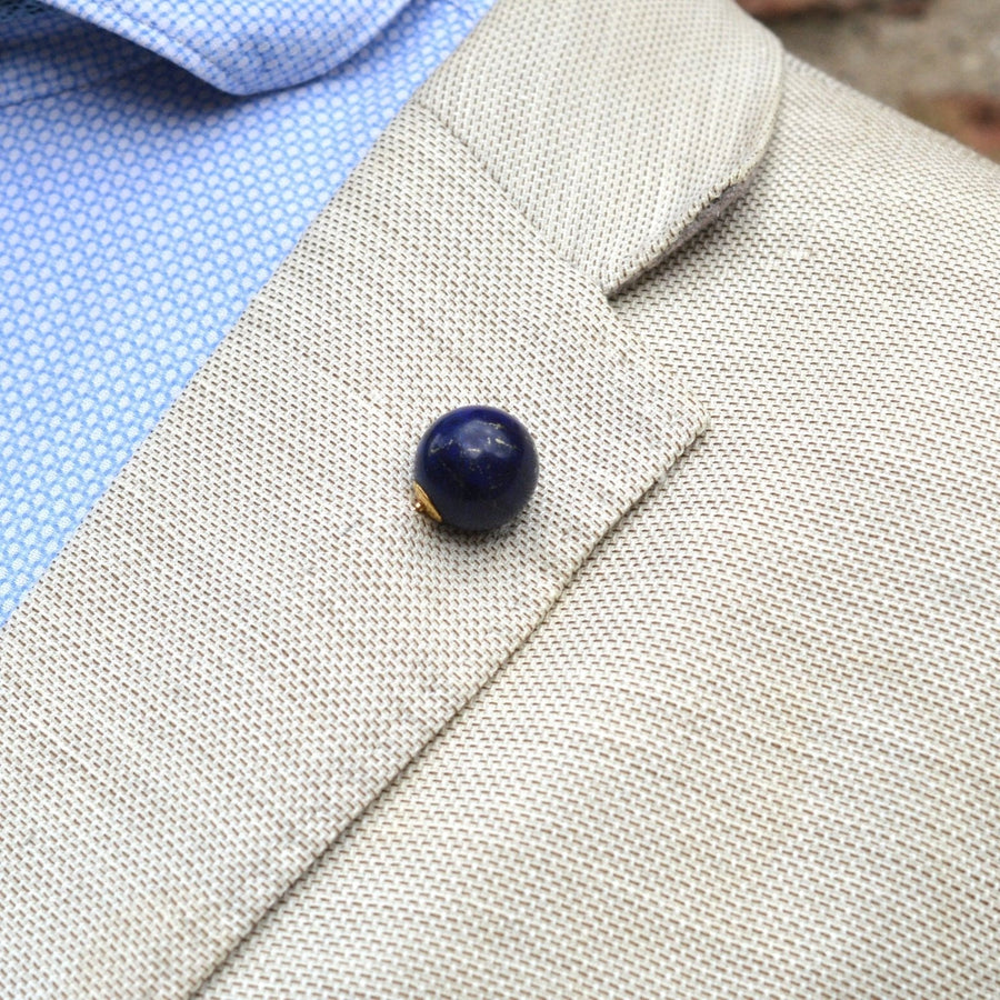 Large Victorian 18ct Gold Lapis Lazuli Sphere Tie Pin