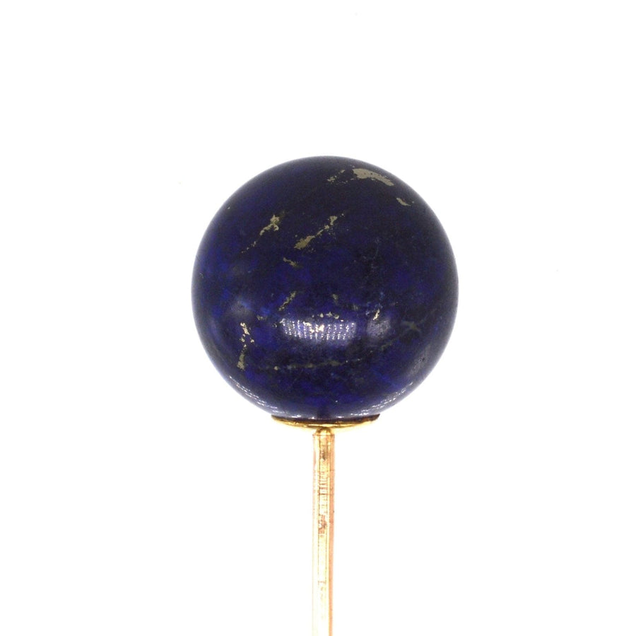 Large Victorian 18ct Gold Lapis Lazuli Sphere Tie Pin