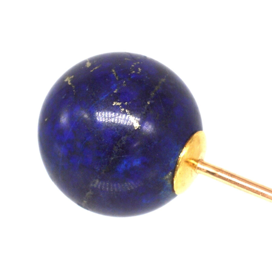 Large Victorian 18ct Gold Lapis Lazuli Sphere Tie Pin