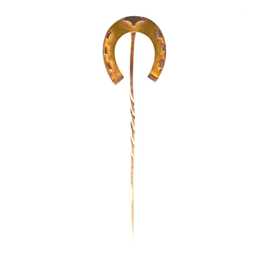 Large Victorian 9ct gold horseshoe tie pin, symbol of luck, elegant design for the modern gentleman.