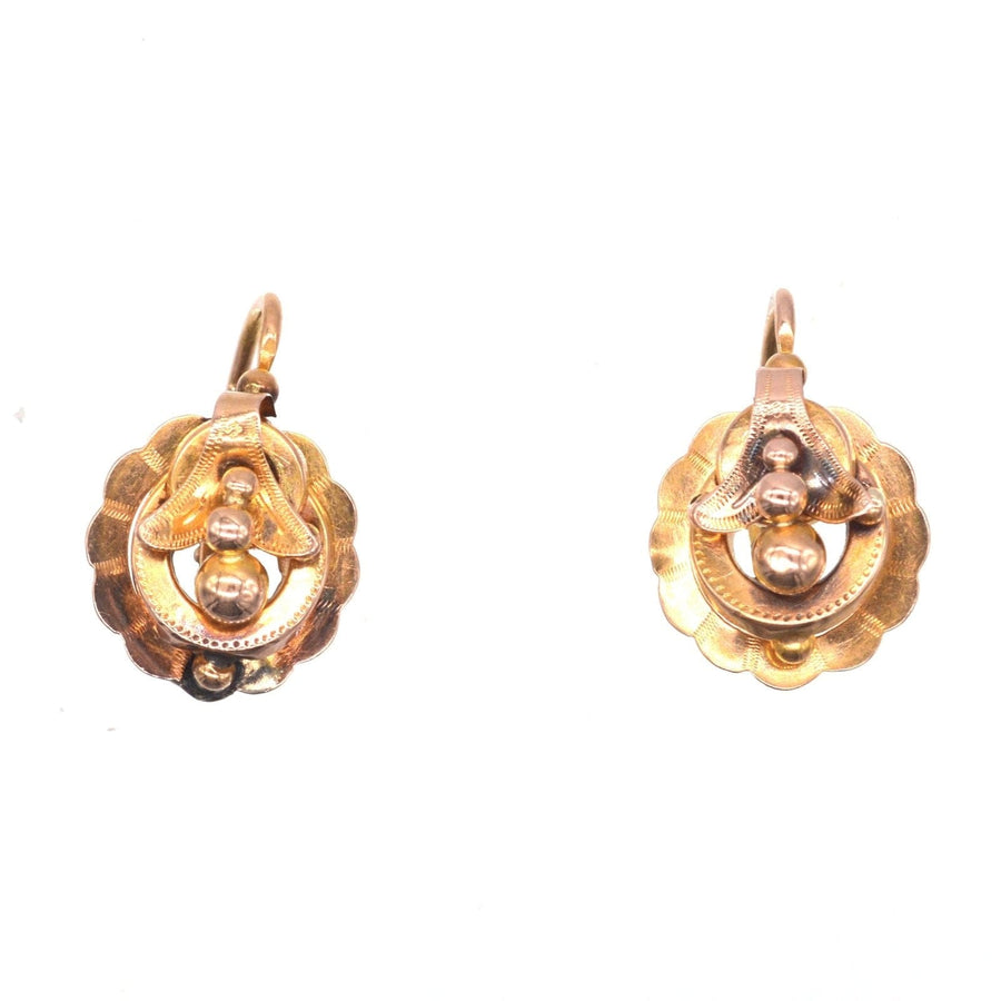 French 19th Century 18ct Gold Mini Hoop "Dormeuses" Earrings