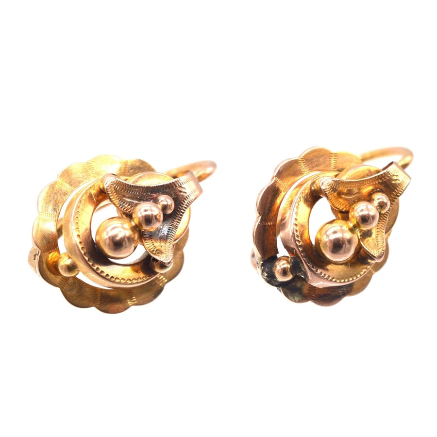 French 19th Century 18ct Gold Mini Hoop "Dormeuses" Earrings
