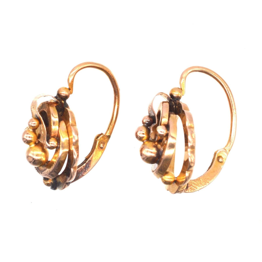 French 19th Century 18ct Gold Mini Hoop "Dormeuses" Earrings