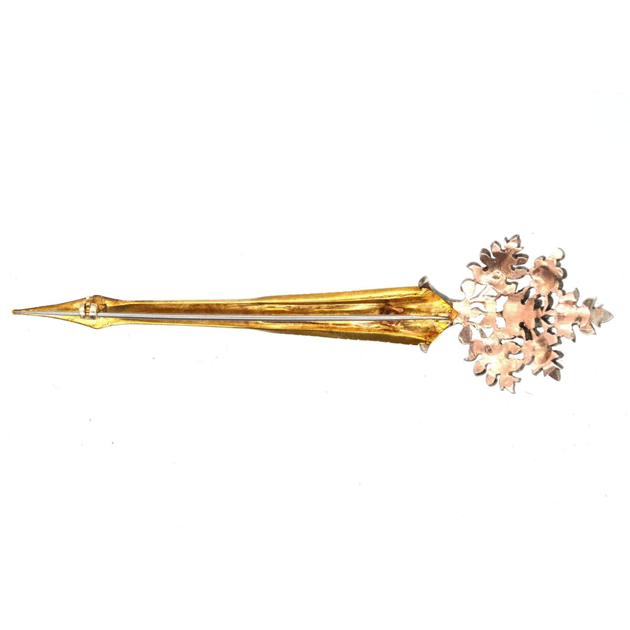Late 19th Century Sri Lankan Silver & Gold Kondakoora Hairpin / Brooch