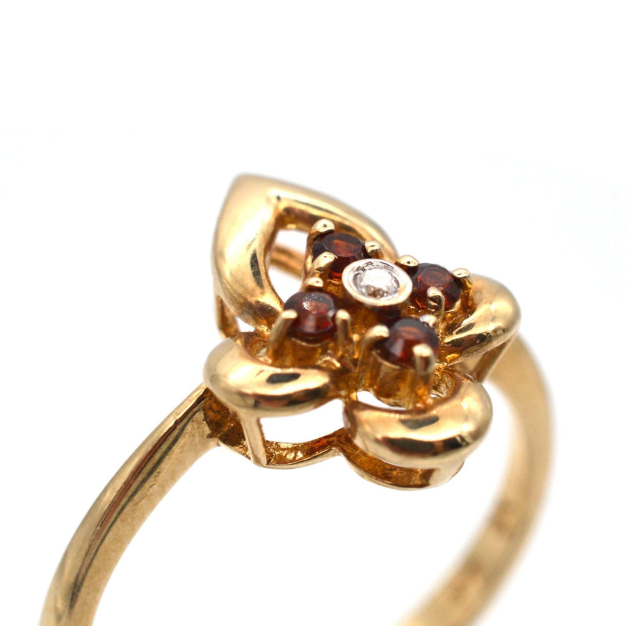 Late 20th Century 18ct Gold, Hessonite Garnet & Diamond Ring | Parkin and Gerrish | Antique & Vintage Jewellery