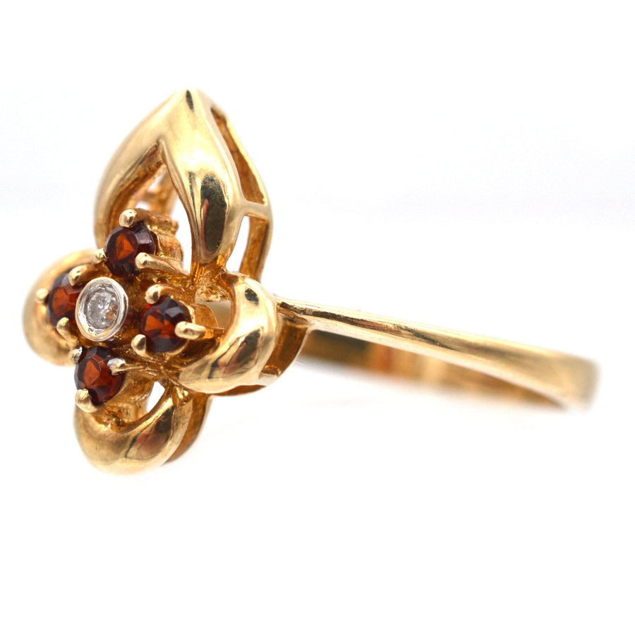 Late 20th Century 18ct Gold, Hessonite Garnet & Diamond Ring | Parkin and Gerrish | Antique & Vintage Jewellery