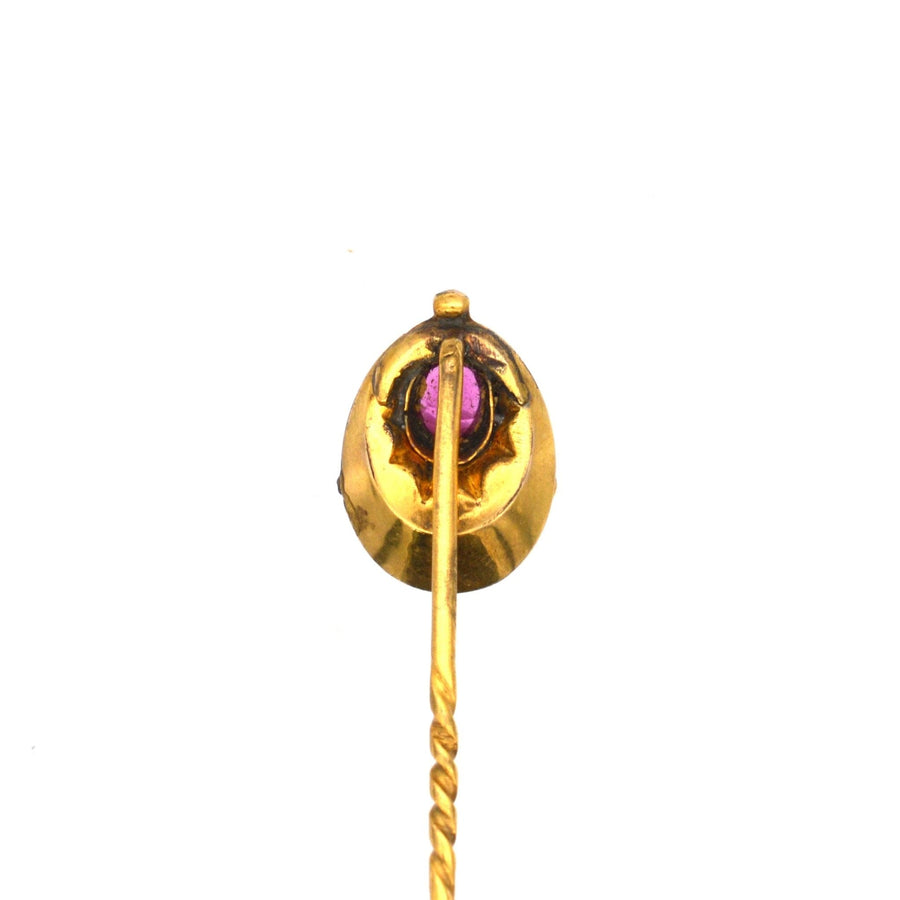 Late Victorian 15ct Gold and Red Paste "Ruby" Tie Pin