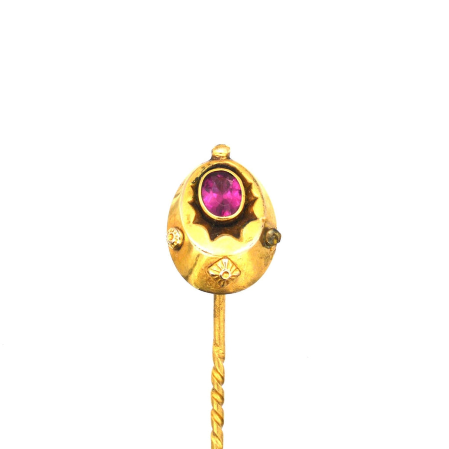 Late Victorian 15ct Gold and Red Paste "Ruby" Tie Pin
