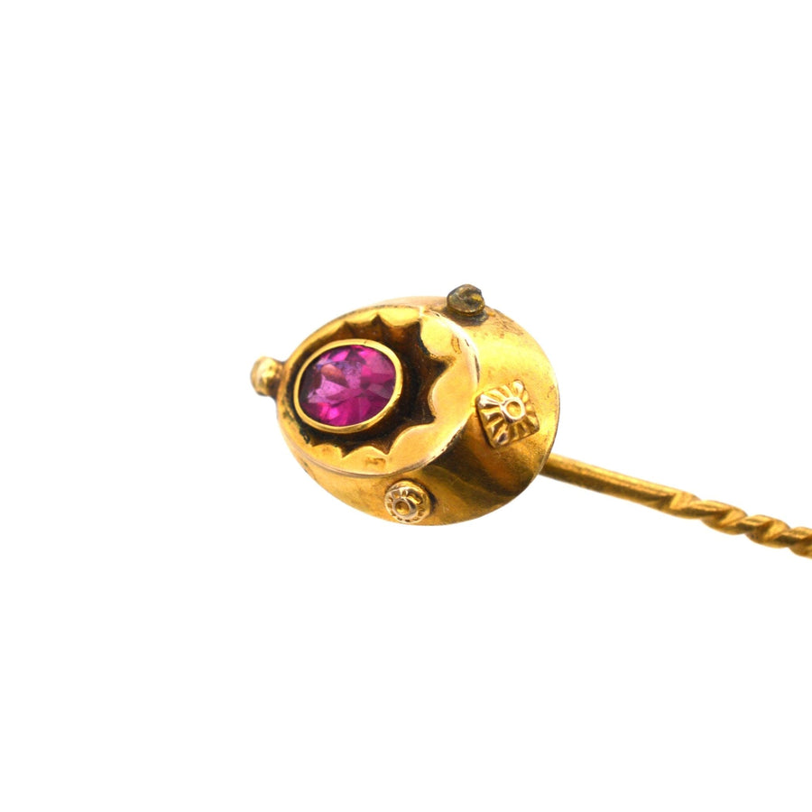 Late Victorian 15ct Gold and Red Paste "Ruby" Tie Pin