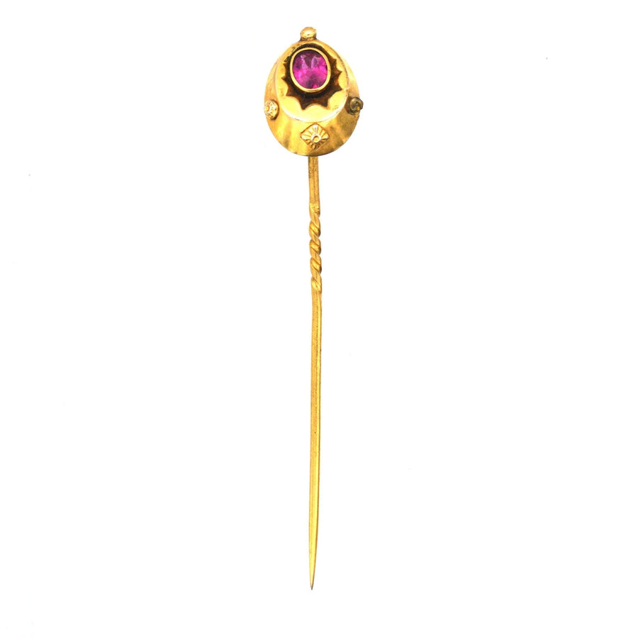 Late Victorian 15ct Gold and Red Paste "Ruby" Tie Pin