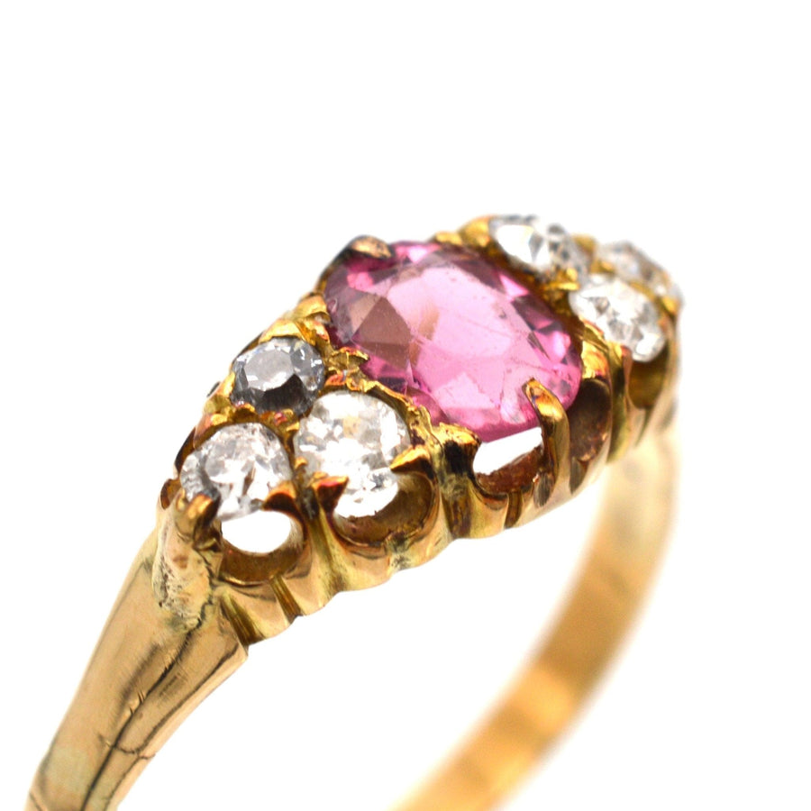 Late Victorian 18ct Gold, Pink Tourmaline & Diamond Ring | Parkin and Gerrish | Antique & Vintage Jewellery