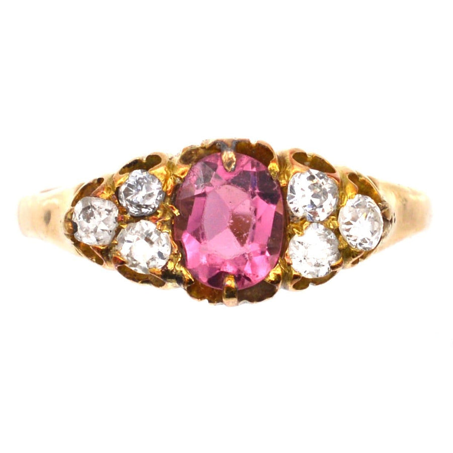 Late Victorian 18ct Gold, Pink Tourmaline & Diamond Ring | Parkin and Gerrish | Antique & Vintage Jewellery