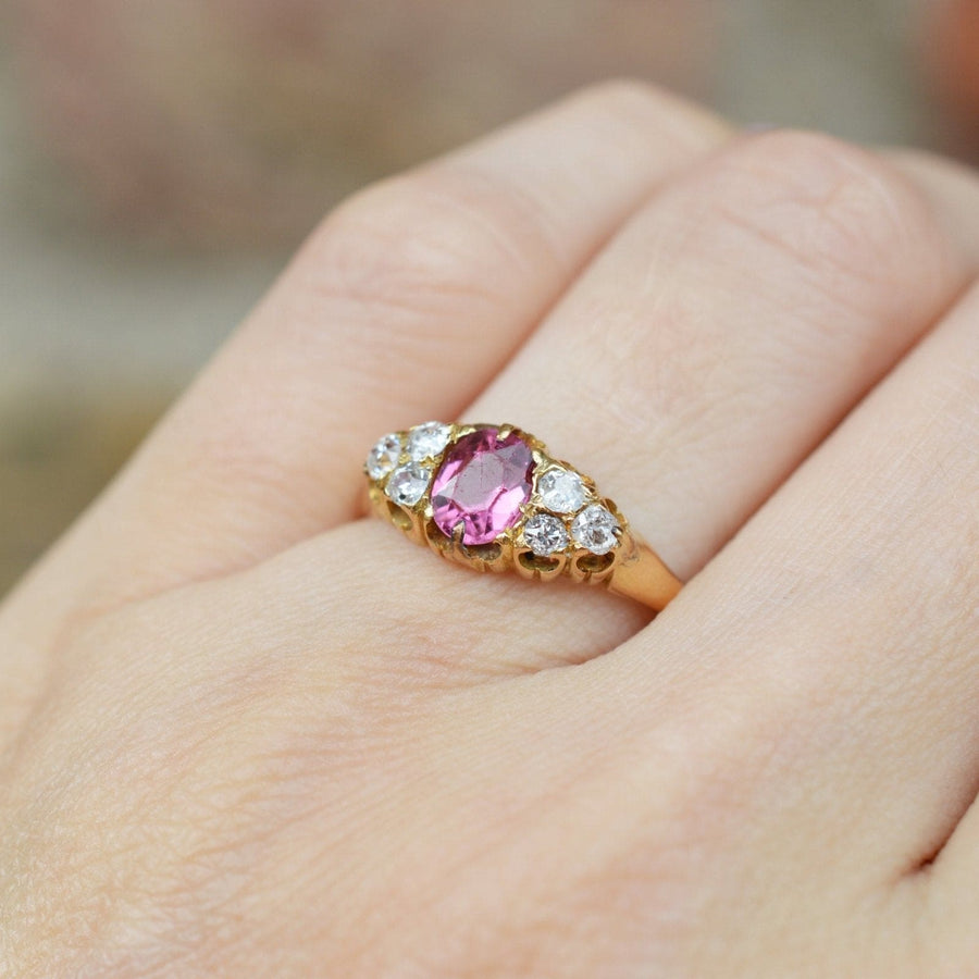 Late Victorian 18ct Gold, Pink Tourmaline & Diamond Ring