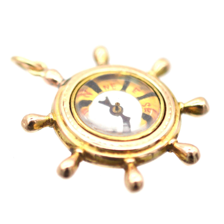 Late Victorian 9ct Gold Ship Wheel Compass Pendant