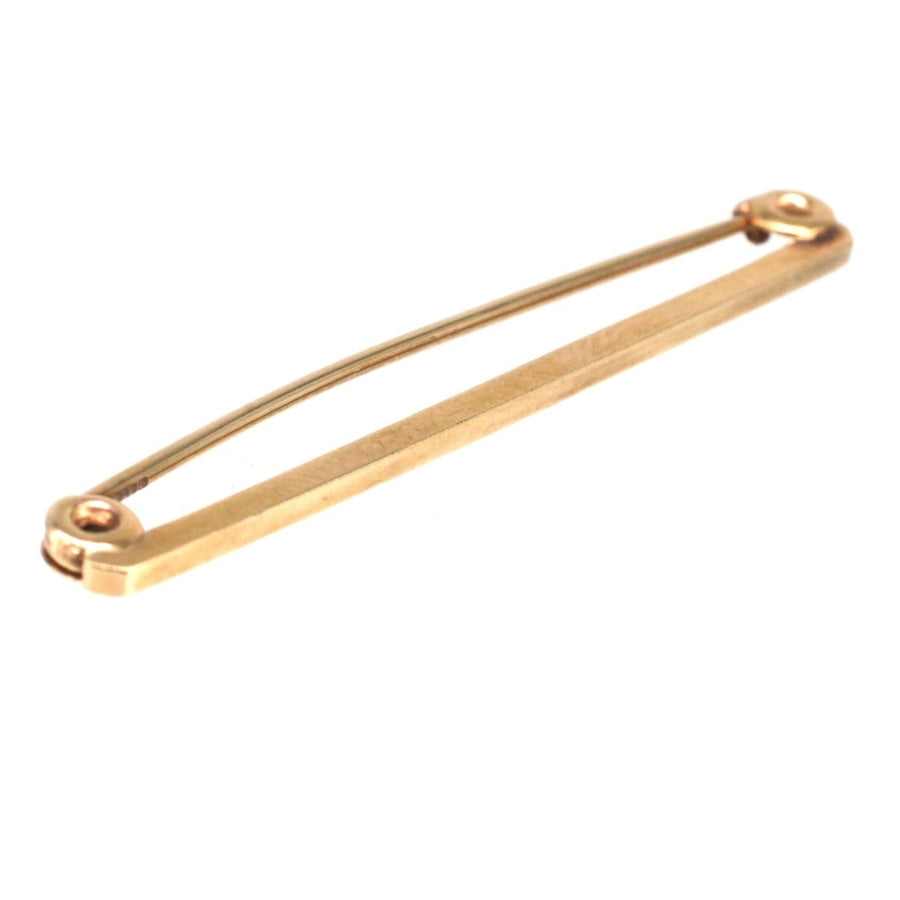 Mid Century 9ct Gold Flat Bar Brooch by Henry Griffith & Sons Ltd, elegant accessory for lapels or ties.