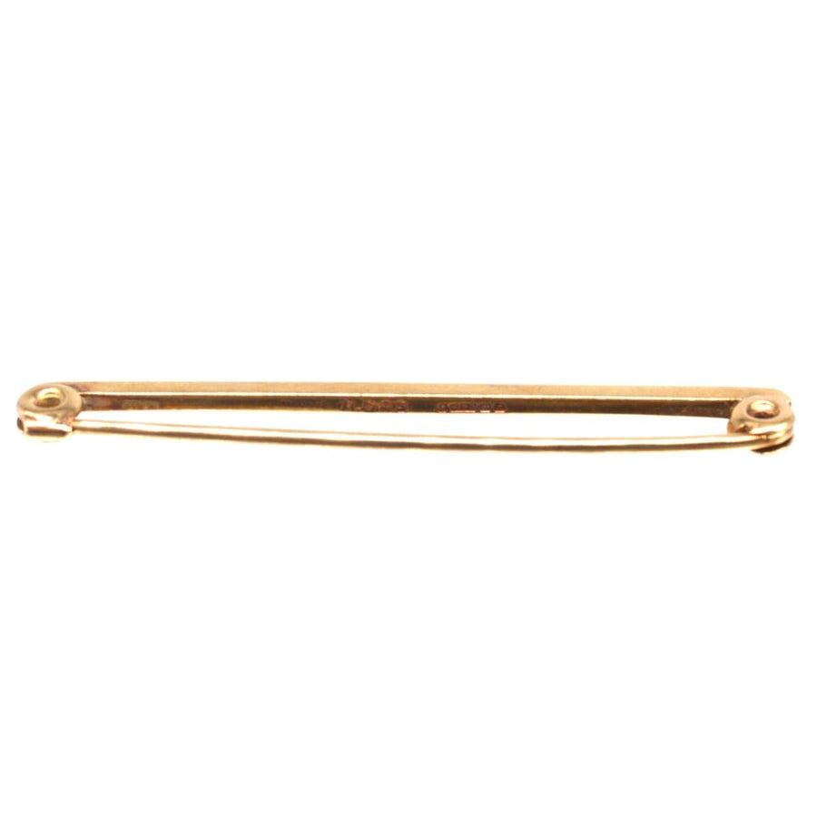 Mid Century 9ct Gold Flat Bar Brooch by Henry Griffith & Sons Ltd, crafted in 1959, elegant accessory for lapels or ties.
