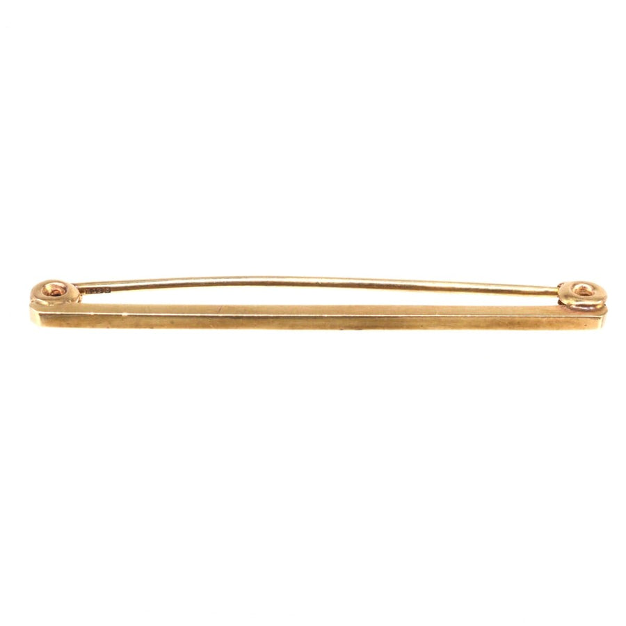 Mid Century 9ct Gold Flat Bar Brooch by Henry Griffith & Sons Ltd, elegant accessory for lapels or ties, crafted in 1959.