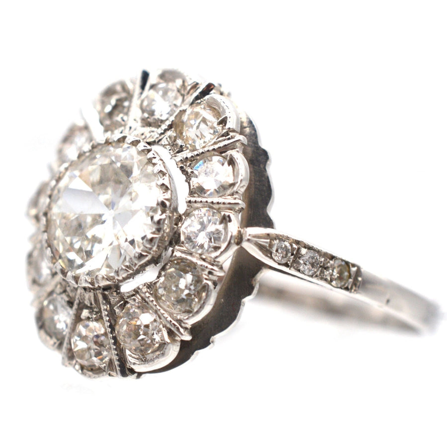 Mid Century Platinum, Oval Diamond Cluster Ring | Parkin and Gerrish | Antique & Vintage Jewellery