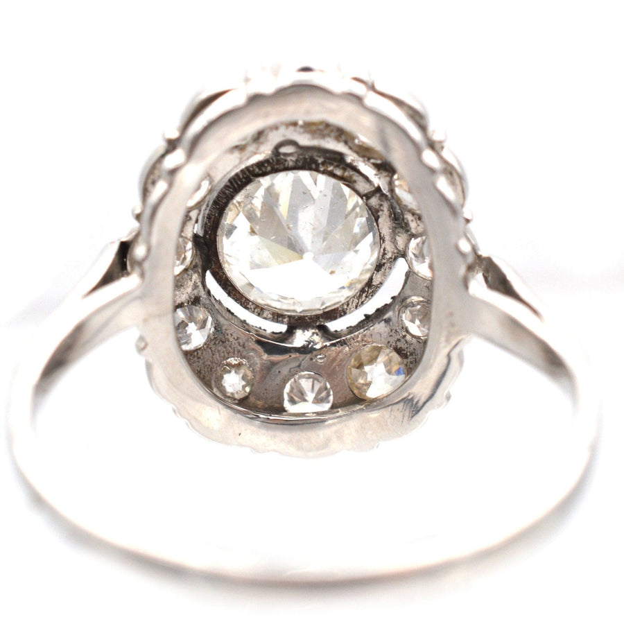 Mid Century Platinum, Oval Diamond Cluster Ring | Parkin and Gerrish | Antique & Vintage Jewellery