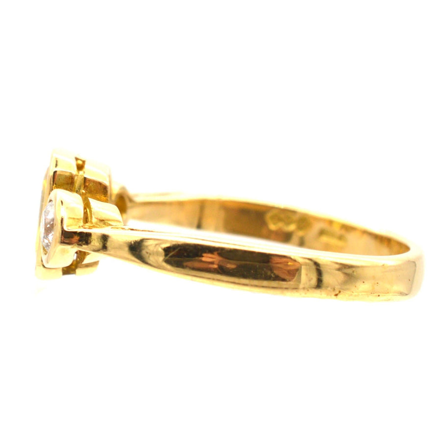Modern 18ct Gold, Yellow Sapphire and Diamond Three Stone Ring | Parkin and Gerrish | Antique & Vintage Jewellery