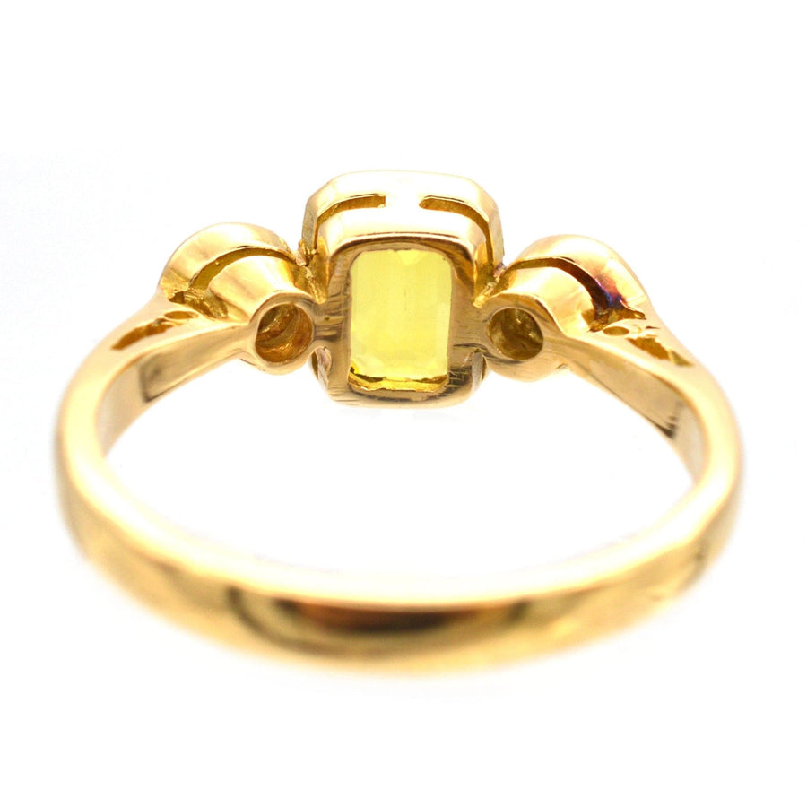 Modern 18ct Gold, Yellow Sapphire and Diamond Three Stone Ring | Parkin and Gerrish | Antique & Vintage Jewellery