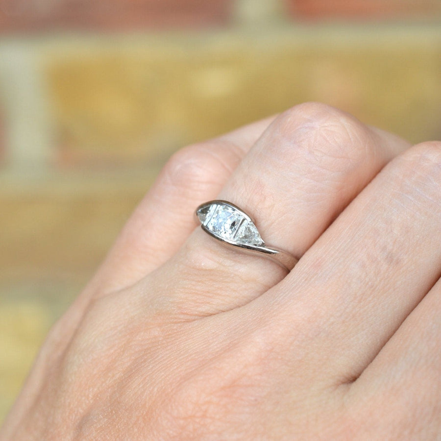 Modern 18ct White Gold, Three Stone Diamond Ring | Parkin and Gerrish | Antique & Vintage Jewellery