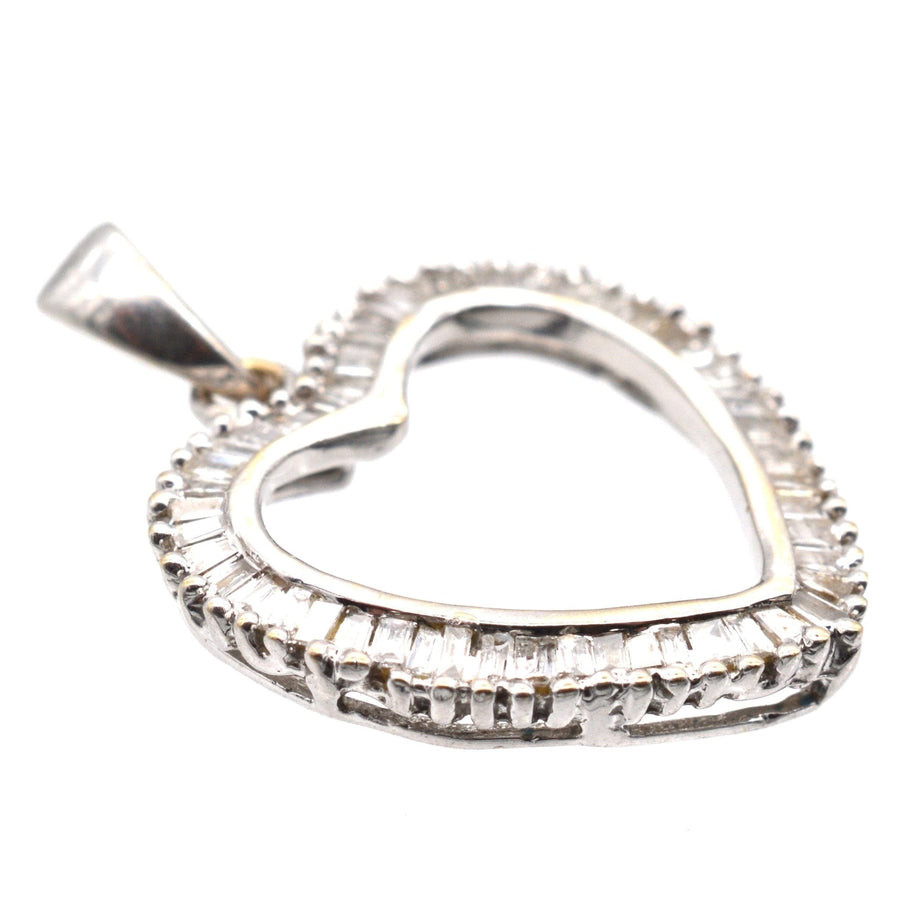 Modern 18ct White Gold Valentine's Day Heart Shaped Diamond Pendant | Parkin and Gerrish | Antique & Vintage Jewellery