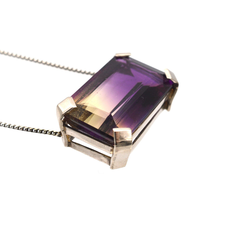 Modern 9ct White Gold, 28 carat Bi-Colour Amethyst-Citrine (Ametrine) Necklace | Parkin and Gerrish | Antique & Vintage Jewellery