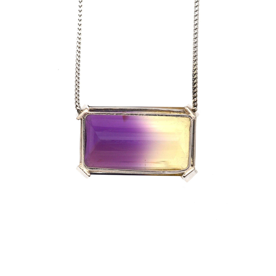 Modern 9ct White Gold, 28 carat Bi-Colour Amethyst-Citrine (Ametrine) Necklace | Parkin and Gerrish | Antique & Vintage Jewellery